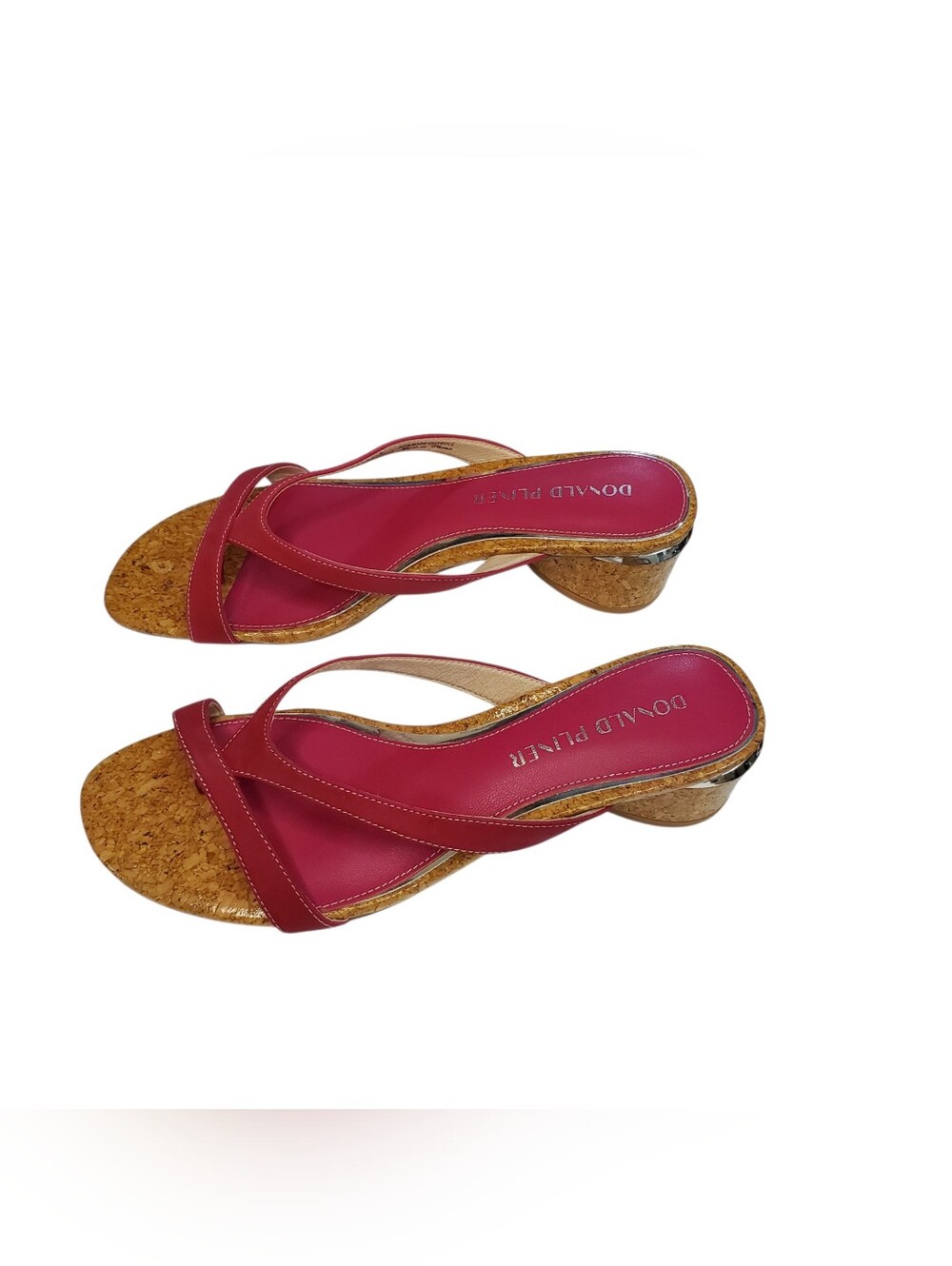 Donald J. Pliner Fuchsia Cork-Trim Slip-On Sandals Women's Size 8